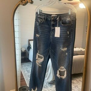 Flying Monkey Distressed Dark Blue Skinny Jeans